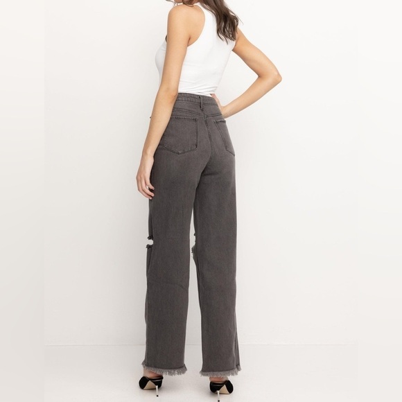 New PTCL Dahlia High Rise 90s Straight Leg Distressed Destroyed Jeans Sz 29 - Picture 2 of 14